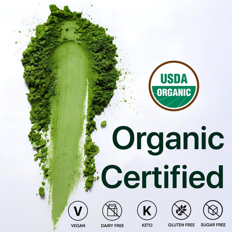 ONE WITH TEA Organic Matcha Latte Powder - Japanese Green Tea, USDA Organic, Made in, 2oz | For Hot & Iced Drinks, Smoothies & Lattes - Image 3